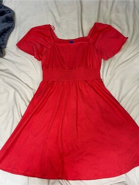 Old Navy Red Square Neck Short Sleeve Mini Dress